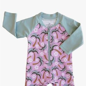 Caden Lane Pink and Green Kids Swim Rashguard